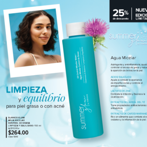 Summer Glow Agua Micelar Control de Grasa